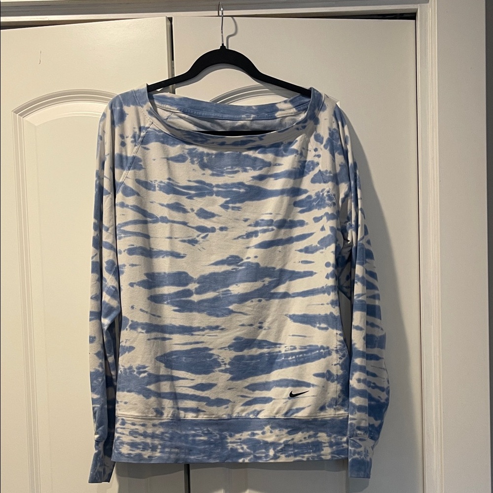 Nike Blue and White Tie-Dye Sweatshirt